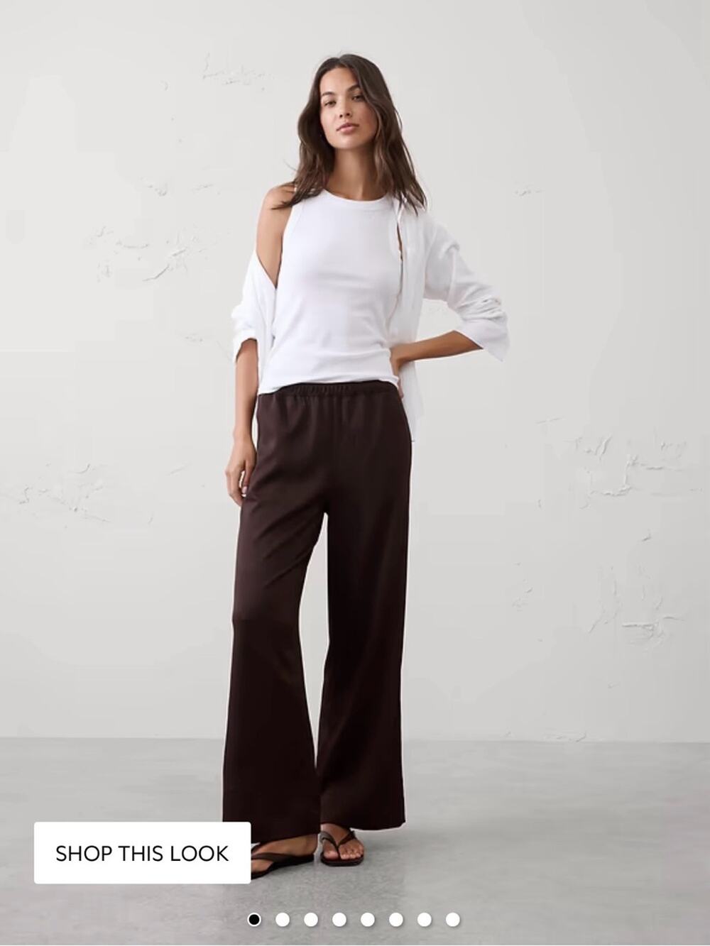 Banana Republic Brown WIDE-LEG HIGH-RISE CRINKLE SATIN PULL-ON PANT Size XL Tall